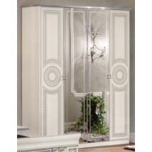 Aida 4-ajtós szekrény, 2 tükrös ajtóval - fehér-ezüst