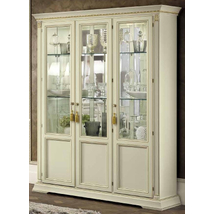 Treviso Day 3-ajtós vitrines szekrény üvegpolcokkal - fehér kőris