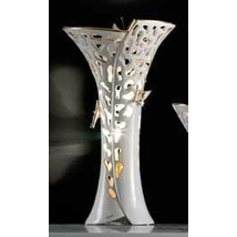 Közepes méretű kerámia lámpa pillangókkal - fehér, arany, platina