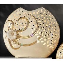 Maxi méretű kerámia lámpa, eredeti Swarovski kristályokkal - krémszínű, arany