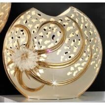 Nagyméretű kerámia lámpa, eredeti Swarovski kristályokkal - krémszínű, arany