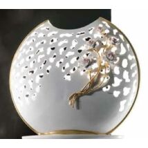 Nagyméretű kerámia lámpa rózsákkal - porcelánfehér, arany