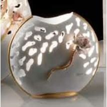 Kisméretű kerámia lámpa rózsákkal - porcelánfehér, arany