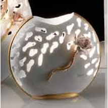 Kisméretű kerámia lámpa rózsákkal - porcelánfehér, arany