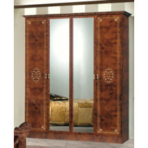 DI Amalfi 4-ajtós szekrény, 2 tükrös ajtóval - dió
