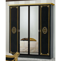 DI Amalfi 4-ajtós szekrény, 2 tükrös ajtóval - fekete-arany