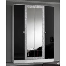 DI Dolly 4-ajtós gardróbszekrény, 2 tükrös ajtóval - fehér-fekete