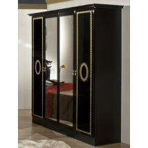 DI Kate 6-ajtós szekrény, 2 tükrös ajtóval - fekete-arany