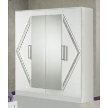 DI Linda 6-ajtós gardróbszekrény, 2 tükrös ajtóval - fehér