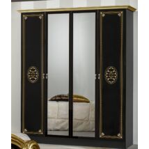 DI Lucy 4-ajtós szekrény, 2 tükrös ajtóval - fekete-arany