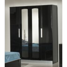 DI Nour 4-ajtós gardróbszekrény, 2 tükrös ajtóval - fekete