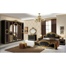 Barocco klasszikus olasz stílusú hálószoba garnitúra, fekete-arany színben