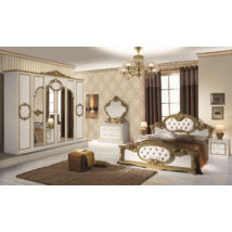 Barocco klasszikus olasz stílusú hálószoba garnitúra, fehér-arany színben