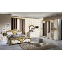 Eva klasszikus olasz stílusú hálószoba garnitúra, fehér-arany színben