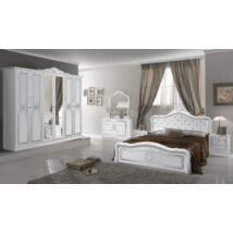 Luisa klasszikus olasz stílusú hálószoba garnitúra, fehér-ezüst színben