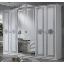 Alexandra 6-ajtós szekrény, 2 tükrös ajtóval - fehér