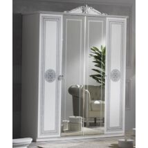 Alexandra 4-ajtós szekrény, 2 tükrös ajtóval - fehér