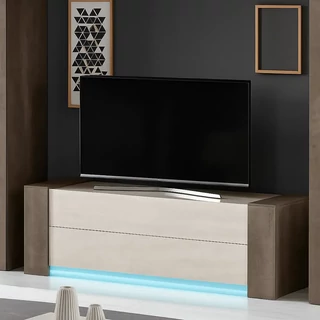 LM Eva Day TV szekrény LED világítással, 148 cm - szürke márvány-fehér