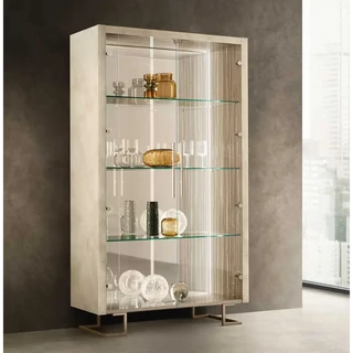 Bézs-márvány vitrines szekrény, 2 ajtós – AC Luce Day Light