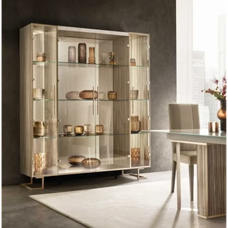 Bézs-márvány vitrines szekrény, 4 ajtós – AC Luce Day Light