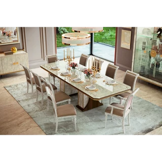 Dió-márvány étkezőasztal, bővíthető – AC Romantica Day