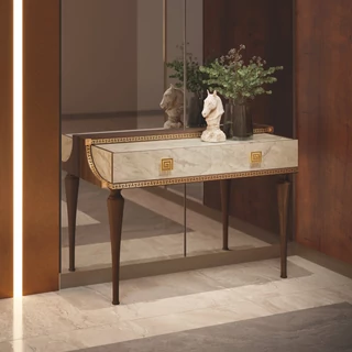 Dió-márvány konzolasztal 2 fiókkal – AC Romantica Day