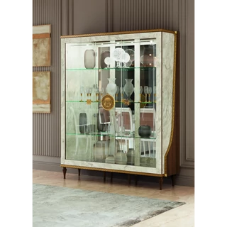 Dió-márvány vitrines szekrény, 3 ajtós – AC Romantica Day