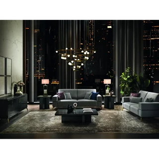 Black Living Room / Seating Set with Gold-Colored Handles and Legs – AC Meridiana Day