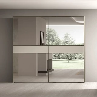 Pearl White-Anthracite Wardrobe, 2 Sliding Doors, with Mirrored Doors – AC Perla