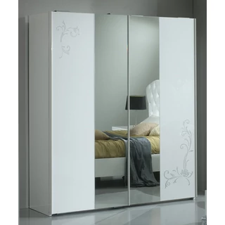 BC Daniela 2-sliding doors mirrored cabinet - white-silver