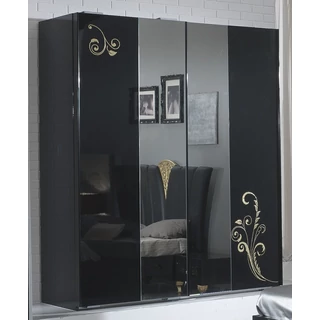 BC Sofia 3-sliding doors cabinet, with 1 mirrored door - black-gold