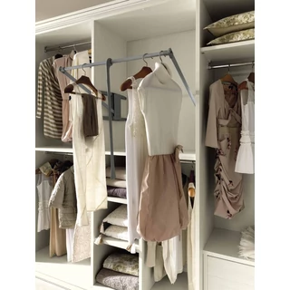 Pull down system clothes hanger for sliding door cabinet