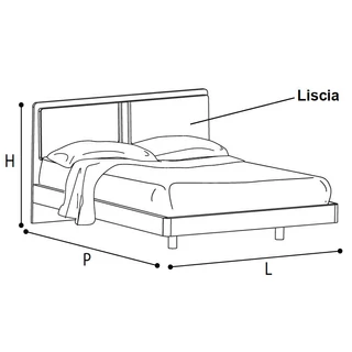 Dama Bianca Double bedstead - 160x200 cm, with rectangle shaped, high, leather headboard