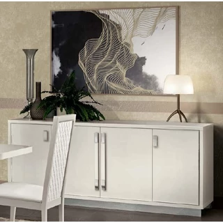 Platinum/Roma Day Slim 4-ajtós tálalószekrény - fehér