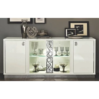 Platinum/Roma Day Glamour 4-ajtós vitrines tálalószekrény - fehér