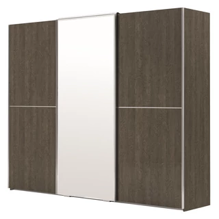 Platinum 3 tolóajtós gardróbszekrény, 1 tükrös ajtóval - ezüst nyír