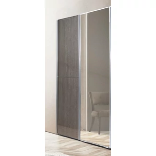 Maia 2-sliding doors cabinet, with 1 mirrored door - silver birch