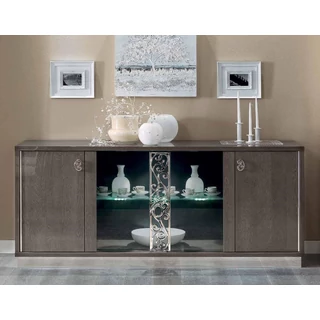Platinum/Roma Day Glamour 4-ajtós vitrines tálalószekrény - ezüst nyír