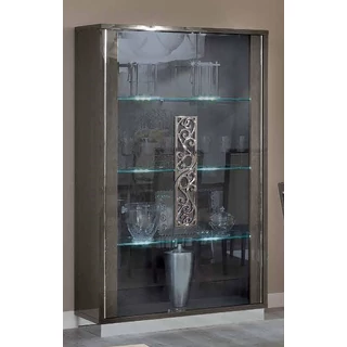 Platinum/Roma Day Glamour 2-ajtós vitrines szekrény - ezüst nyír