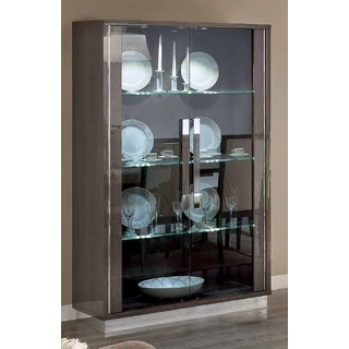 Platinum/Roma Day Slim 2-ajtós vitrines szekrény - ezüst nyír