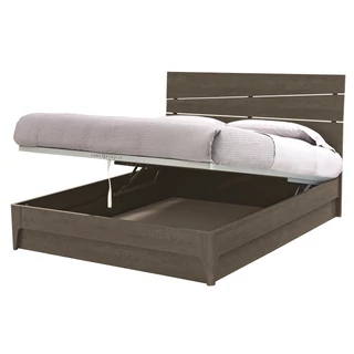 Tekno franciaágy keret ágyneműtartóval - ezüst nyír