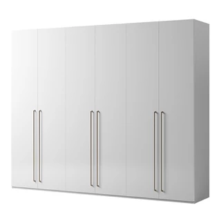 Smart 6-ajtós gardróbszekrény, Maia fogantyúval - fehér