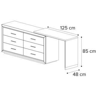 Elite dupla komód fésülködő asztal kerettel - ezüst nyír