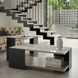 Bézs-antracit dohányzóasztal kerámia asztallappal – CA Zenith Day