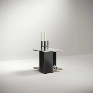 Bézs-antracit kisasztal kerámia asztallappal – CA Zenith Day