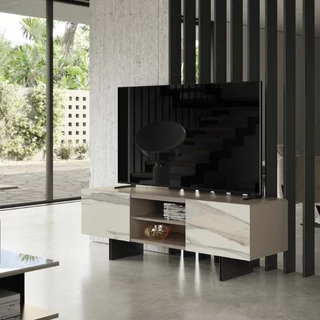 Bézs-antracit TV-szekrény kerámia ajtókkal – CA Zenith Day