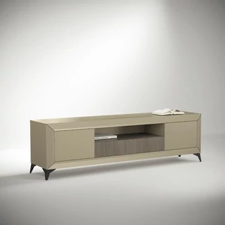 Bézs TV-szekrény, széles, 2 ajtós, 1 fiókkal – CA Prestige Day