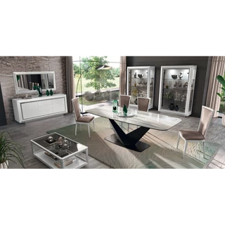 White Dining Room with Krystal Ceramic-Top Dining Table – CA Elite Day
