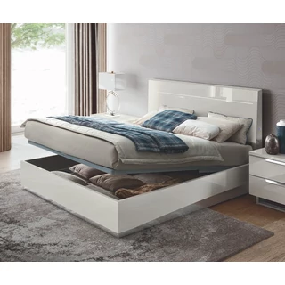 White Double Bedstead with LED Light and Bedding Container – CA Kimera