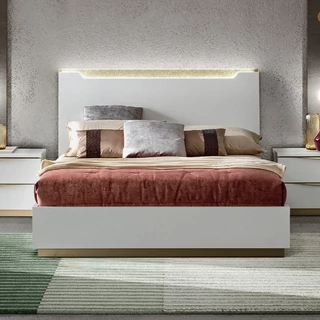 White Double Bedstead with LED Light and Bedding Container – CA Kharma